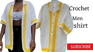 How to Crochet Men Shirt  Hexagon Crochet top [upl. by Goeselt]