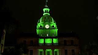 Savannah city hall turns green for St Patricks Day month [upl. by Eelsel822]