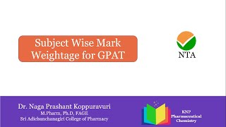 GPAT Subject Wise Marks Distribution [upl. by Dlorah]