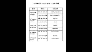 SSLC MODEL EXAM TIME TABLE 2024 [upl. by Chaddie]