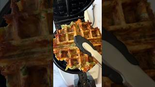 5Min Savory Waffles with Spinach Ham amp Cheese breakfast easyrecipe waffle [upl. by Nawud189]