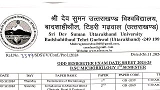 BSC MICROBIOLOGY ODD SEM EXAM DATE SHEET ANNOUNCEMENT BY SRI DEV SUMAN UTTRAKHAND UNIVERSITY [upl. by Nyrehtac213]