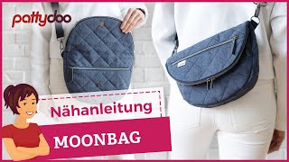 Die MUSST du nähen Raffinierte Moonbag Umhängetasche 🤩 Aufklappbar amp mit Reißverschlussfächern [upl. by Consolata]