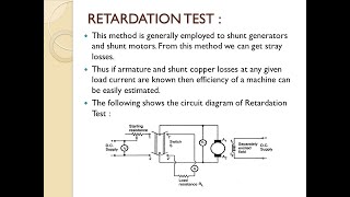 Retardation Test on DC shunt motor Experiment demonstration [upl. by Ferneau]