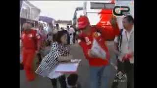 Kimi Raikkonen fan knocks over own child [upl. by Eeldivad627]