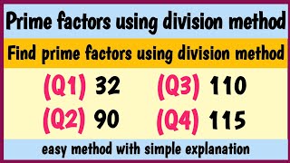 prime factors using division method  find prime factors using division method [upl. by Nohsauq]