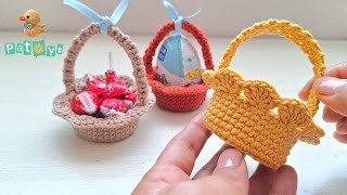 Tejiendo en tiempo récord😱 MINI CANASTITAS a crochet en minutos ⏱️ [upl. by Koal]