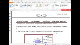 1er Année SNV – Biologie Cellulaire – Ribosomes [upl. by Aneerhs]