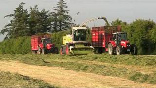 Silage 2010 Claas Jaguar Greeneye with Massey Fergusons johnwandersonagain [upl. by Ehlke582]