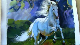 Painting Horse in a LandscapeLipizzaner Stallion [upl. by Ahseinek]