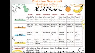 Weekly Meal Planner With Marker Duster With Grocery Shopping List Menu Meal By Dietician Geetanjali [upl. by Ardiedal]