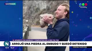 Sigue detenido el joven que arrojó una piedra al embudo del dique San Roque [upl. by Mackey]