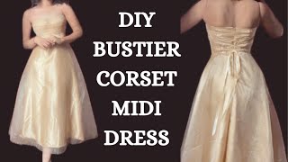 BUSTIER DRESS WITH COVER UP EVENING DRESS CUTTING TUTORIAL [upl. by Hank]