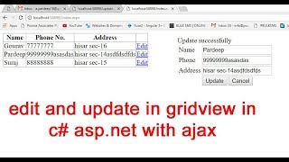 edit and update record in gridview in c asp net with ajax [upl. by Atnohsal]