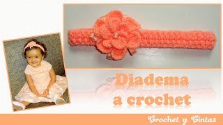 Diadema crochet en punto elástico con flor 3D en relieve [upl. by Ojytteb]