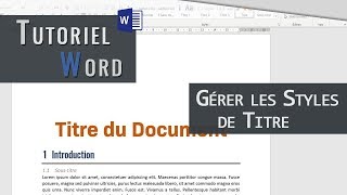 Word  Modifier les Styles de Titre [upl. by Farrand]