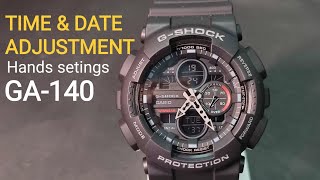 HOW TO CHANGE DIGITAL AND ANALOG TIME CASIO GSHOCK GA140 [upl. by Eylatan]