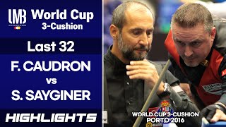 Porto World Cup 3Cushion 2016 Last 32  Semih SAYGINER TUR vs Frederic CAUDRON BEL HL [upl. by Ardnnek]