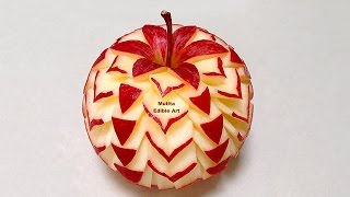 Apple  Two Style Petals Fruit  Intermediate 26  By Mutita Thai Art Of Fruit amp Vegetable Carving V [upl. by Anauqahs254]