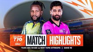 2024 Abu Dhabi T10 I Match 16 Highlights Team Abu Dhabi vs New York Strikers  Season 8 [upl. by Meredi]