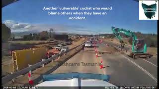 cyclist in roadworks Tasmania [upl. by Nothgierc748]