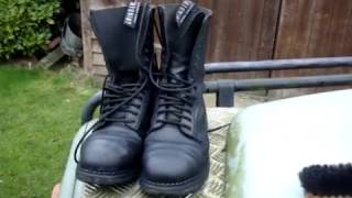 Old Dr Martens V China Dr Martens V Grinders steel toe boots [upl. by Auqcinahs]