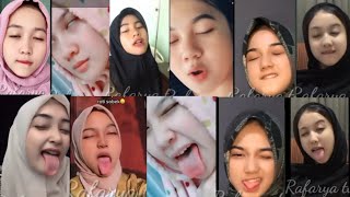 Tiktok julur lidah challenge  paling panjang dan basah jadi juara tiktokviralhijabstyle [upl. by Atteras]