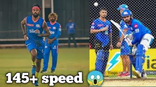 Rohit Sharma facing Hardik Pandya fastest bowling during Mi nets practice in Mumbai before IPL 2024 [upl. by Yentiw179]