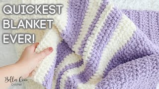 HOW TO CROCHET A FAST AND EASY BLANKET  BEGINNER FRIENDLY  MAKE IN 3 HOURS  Bella Coco Crochet [upl. by Inafets329]