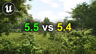 Unreal Engine 55 vs 54  Extreme graphics stress test  Broadleaf Trees Biome unrealengine UE5 [upl. by Bremble80]