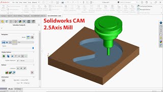 SolidWorks CAM tutorial 25 Axis Mill operation [upl. by Yrocal]