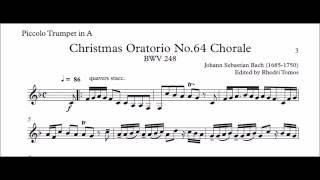 Trumpet 1 sheet music amp play along  Bach BWV248 Christmas Oratorio [upl. by Natsyrk]