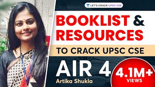 Booklist for UPSC CSE IAS Preparation 2018 by UPSC Topper AIR 4 Artika Shukla [upl. by Artaed]