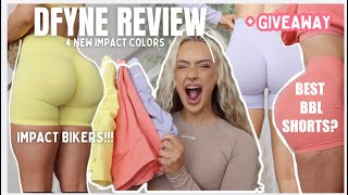 DFYNE REVIEW NEW IMPACT COLORS  BEST BBL SCRUNCH BIKERSSHORTS amp LEGGINGS TRY ON HAUL 2024 [upl. by Hadria]