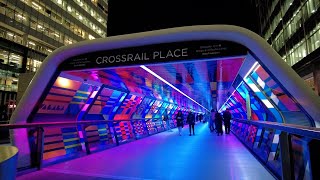 Canary Wharf Winter Lights Walk  Crossrail Place Winter Light Magic [upl. by Uzial627]