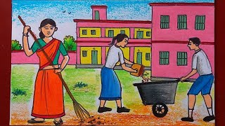 swachh Bharat Abhiyan School drawingNirmal Vidyalaya poster [upl. by Currier638]