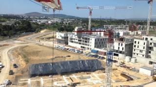 Chantier Montpellier grisettes avec grue saez s65 [upl. by Eillil]