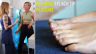 Luxury French Tip Pedicure amp Massage Salon Treatment Tutorial [upl. by Andrea]