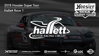 2018 Hoosier Super Tour Hallett  Spec Miata Race 1 [upl. by Kelwunn]