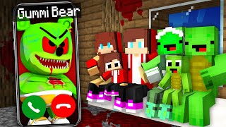 Why Scary Gummy Bear Called JJ and Mikey in Minecraft Maizen [upl. by Eanahc]