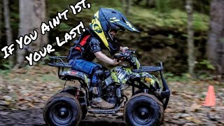 4 Year Old Taking On The Oval Track  40cc Gas XPro 4 Wheeler [upl. by Stanhope815]