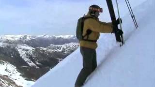 Putting Skis on in a Steep Slope with Mike Hattrup [upl. by Acinat]