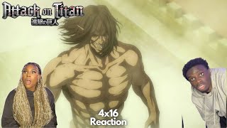 EREN JAEGER VS MARLEY WAR ATTACK ON TITAN SEASON 4 EPISODE 16 REACTIONREVIEW  Above and Below [upl. by Lockwood]