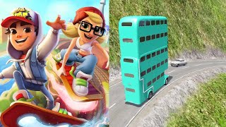 Subway Surfer Run Gold  BeamNg Modify Big Tire Bus Crashes Fun 10  Android Play  Mobile Play [upl. by Aitetel]