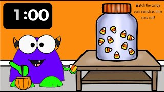 1 Minute Timer  Vanishing Candy Corn Timer  October Halloween Fun [upl. by Saw]