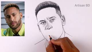 How to draw Neymar Jr  Easy pencil sketch [upl. by Ayhtnic]