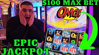 My BIGGEST JACKPOT Ever On NFL Slot Machine  Casino BIG WINS [upl. by Anaed]