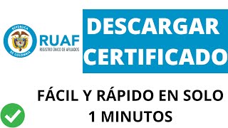 RUAF SISPRO  Descarga CERTIFICADO Consulta EPS  ARL  CESANTÍAS Y PENSIONES Registro Afiliados [upl. by Enirehtak]