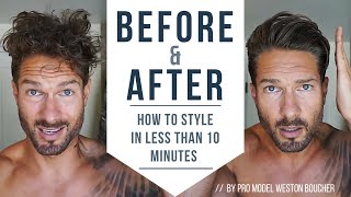 How To Style Men’s Hair Like A Pro In Less Than 10 Minutes  Hairstyle Tips by LA Model [upl. by Hsilgne825]