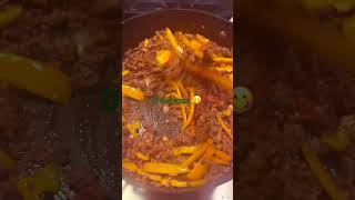 Ground beef 🥩 with bell peppers 🫑 food keema shimla mirch youtube youtubeshorts [upl. by Neelyhtak290]